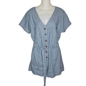American Eagle Utility Denim Shorts Romper, Size Medium